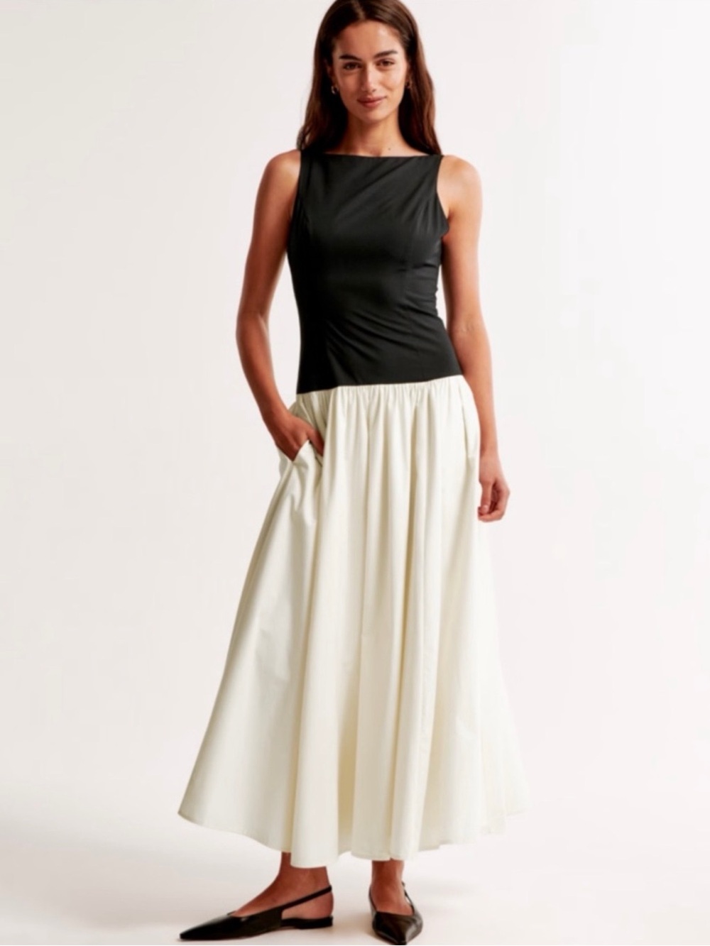 Abercrombie & Fitch Black & Cream Midi Dress